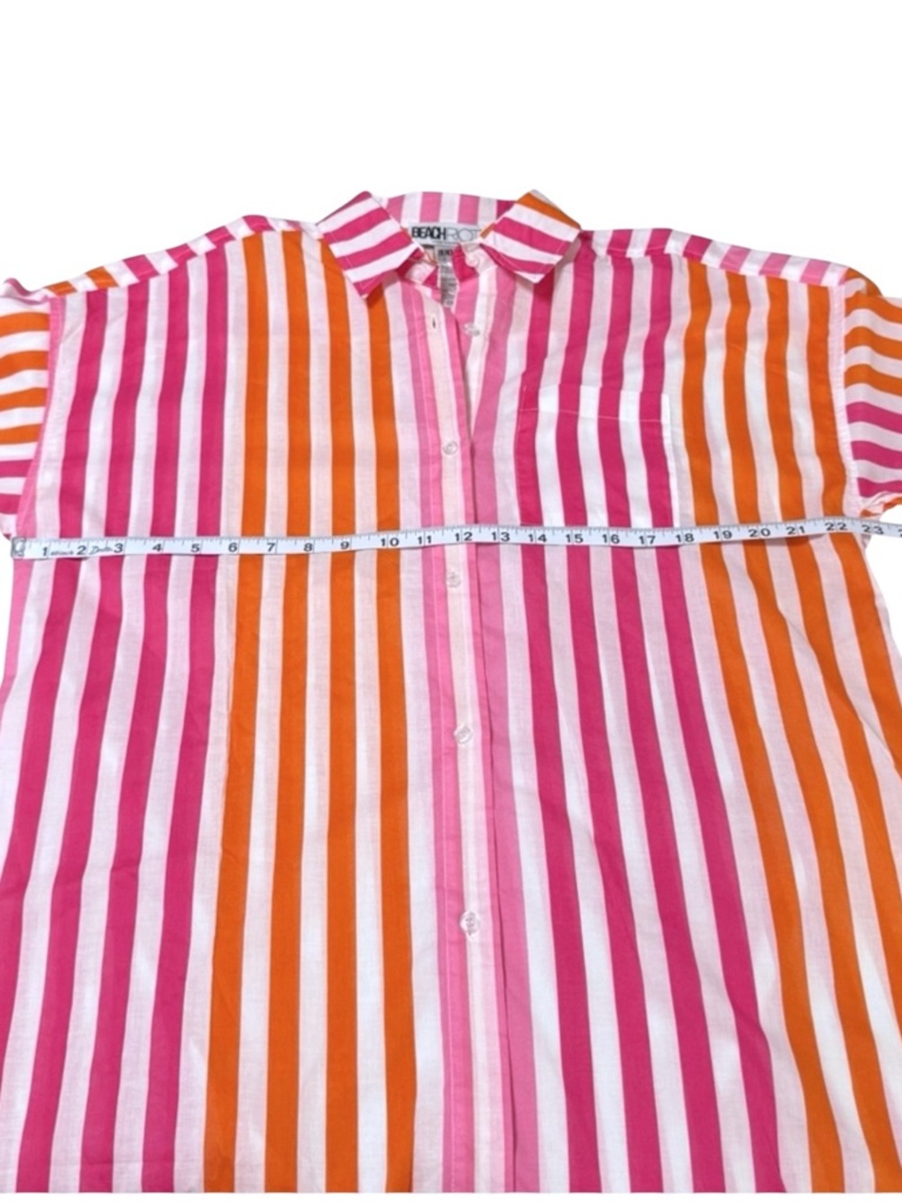 Beach Riot Alexa Sunset Stripes Oversized Cotton Button Front Shirt Cover Up - Picture 11 of 13